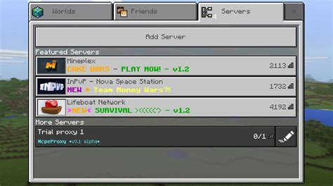 minecraft pe server list